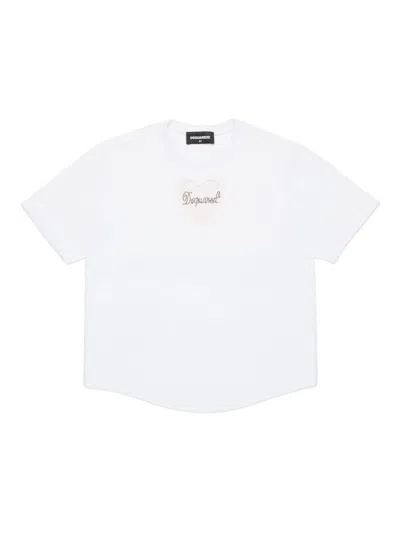Dsquared2 Kids' Logo-patch Cotton T-shirt In White
