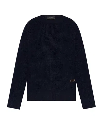 Dsquared2 Logo-patch Crew-neck Jumper In Black