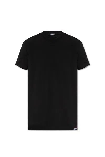 Dsquared2 Logo Patch Crewneck T-shirt In Black
