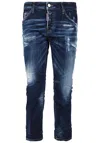 Dsquared2 Logo Patch Cropped Distressed Jeans In Denim