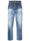 Dsquared2 Logo Patch Cropped Jeans In Blue