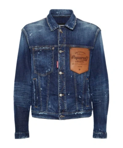 DSQUARED2 DSQUARED2 LOGO-PATCH DISTRESSED DENIM JACKET