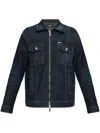 Dsquared2 Logo Patch Denim Jacket In Navy Blue