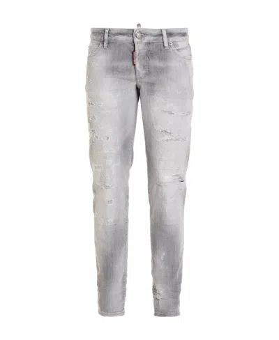 Dsquared2 Paint-splatter Detail Slim Jeans In Grey