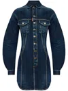 Dsquared2 Bustier Denim Long Sleeved Mini Dress In 蓝色