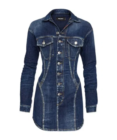 DSQUARED2 DSQUARED2 DISTRESSED MINI DENIM DRESS