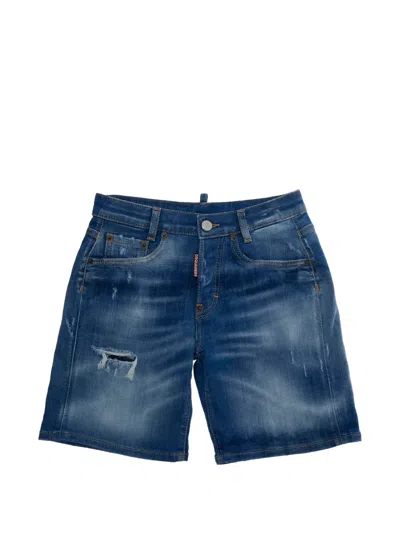 Dsquared2 Kids' Logo-patch Denim Shorts In Blue