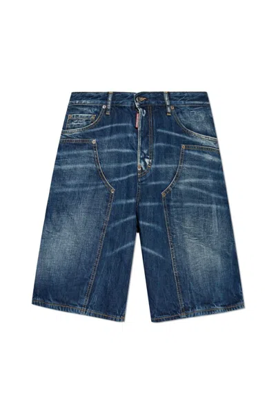 Dsquared2 Cotton Denim Shorts In Blue