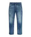 Dsquared2 Logo Patch Distressed Jeans In Blue