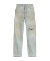 Dsquared2 Logo Patch Distressed Jeans In Gray