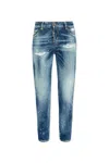 Dsquared2 Logo-patch Distressed Jeans In Navy Blue