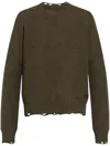 Dsquared2 Textured Knit Sweater With Cut-out Details And Relaxed Fit In Green