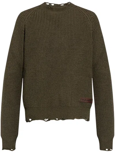 DSQUARED2 LOGO-PATCH DISTRESSED KNITTED JUMPER