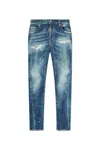Dsquared2 Logo Patch Distressed Skinny Jeans In Navy Blue