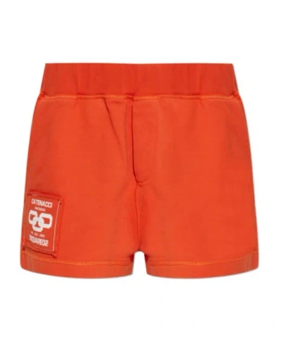 Dsquared2 Logo Patch Elasticated Waistband Shorts In Red