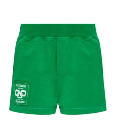 Dsquared2 Logo Patch Elasticated Waistband Shorts In Green
