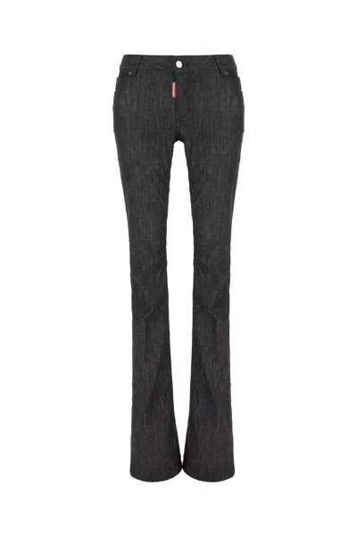 Dsquared2 Logo-patch Flared Jeans In Black
