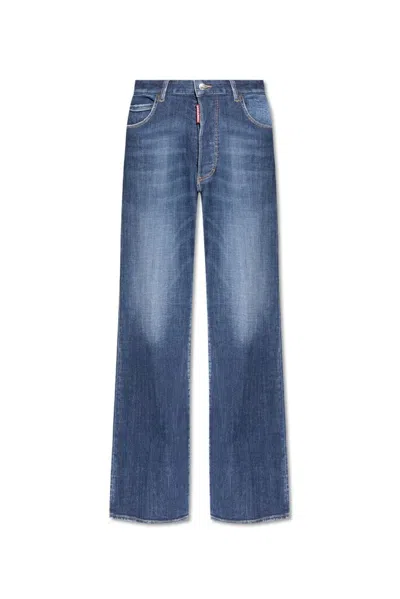 Dsquared2 Logo Patch Flared Jeans In Blue