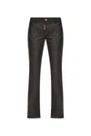 Dsquared2 Black Flared Stretch Cotton Jeans With Mid-rise And Distressed Effect In Nero