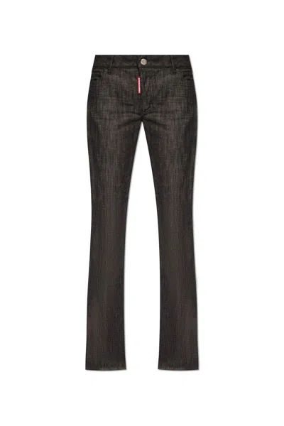 Dsquared2 Logo-patch Flared Jeans In Nero