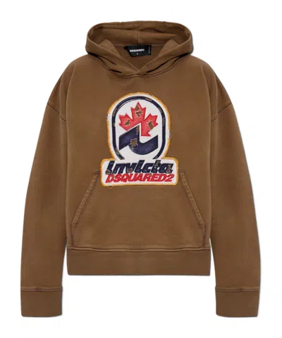 DSQUARED2 DSQUARED2 LOGO PATCH DROP SHOULDER HOODIE