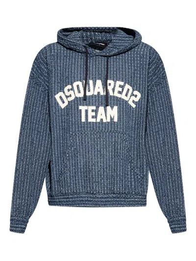 Dsquared2 Logo-patch Hoodie In Blue
