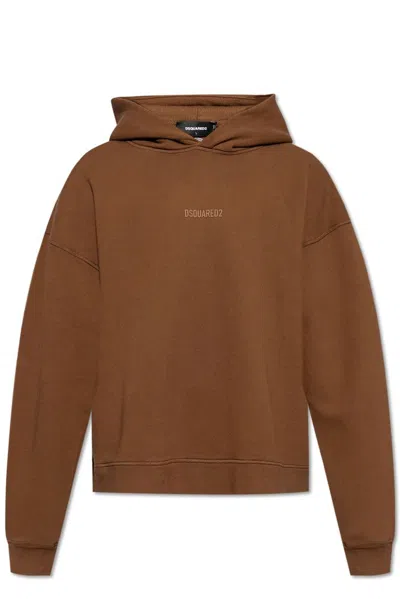 Dsquared2 Logo Patch Hoodie In Brown