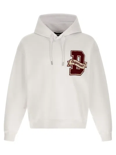 Dsquared2 Logo Patch Hoodie In White