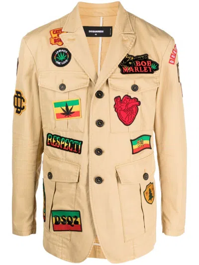 Dsquared2 Logo-patch Jacket In Neutrals
