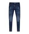 Dsquared2 Navy Blue Slim Cut Jeans With Whiskering Effect In Blue