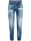 Dsquared2 Logo-patch Distressed Jeans In Navy Blue