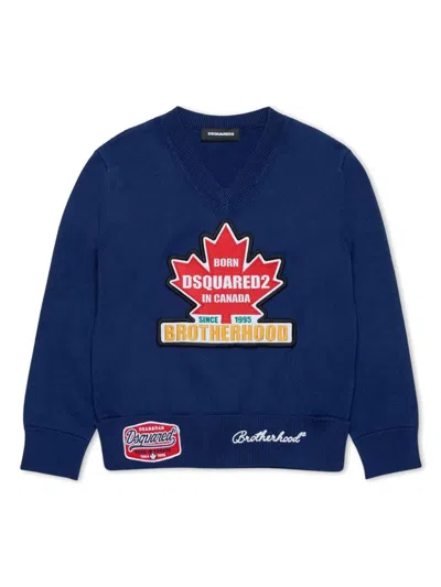 Dsquared2 Kids' Logo-patch Jumper In Blue