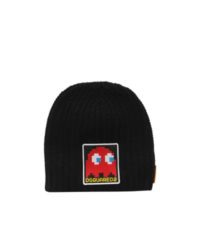 Dsquared2 Logo-patch Knit Beanie In Black