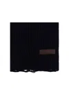 Dsquared2 Logo Patch Knit Wool Scarf In Black