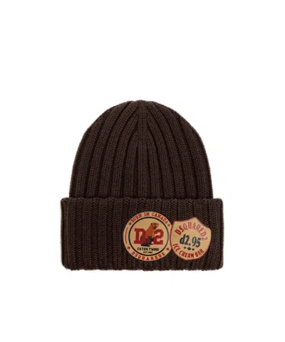 DSQUARED2 DSQUARED2 LOGO PATCH KNITTED BEANIE