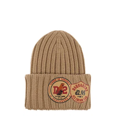DSQUARED2 DSQUARED2 LOGO PATCH KNITTED BEANIE