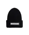 Dsquared2 Logo Patch Knitted Beanie In Black
