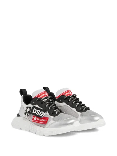 Dsquared2 Kids' Logo-patch Lace-up Sneakers In Gray