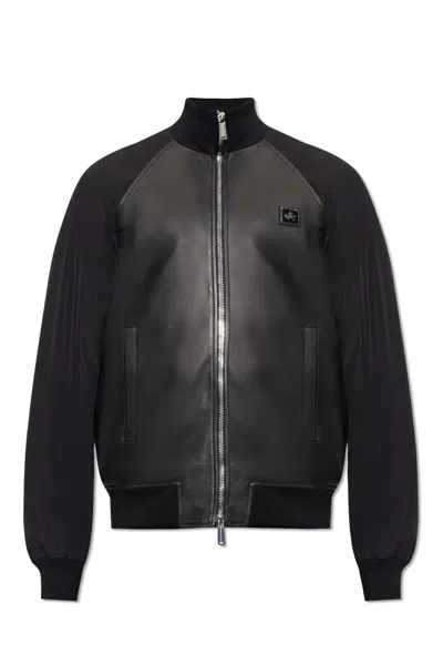 DSQUARED2 LOGO PATCH LEATHER JACKET