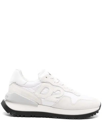 DSQUARED2 LOGO-PATCH LEATHER LACE-UP SNEAKERS