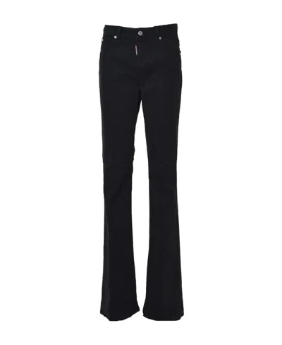 Dsquared2 Logo Patch Mid-rise Flared Jeans In Black