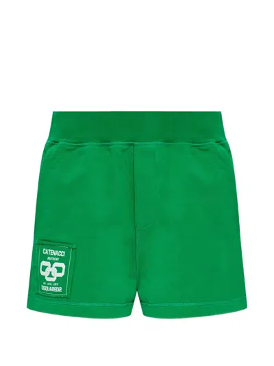 Dsquared2 Kids' Logo Patch Mini Shorts In Green