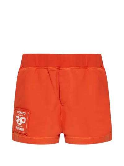 Dsquared2 Kids' Logo Patch Mini Shorts In Orange