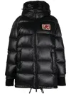 Dsquared2 Logo-patch Padded Coat In Schwarz
