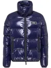 Dsquared2 Glossy Nylon Quilted Puffer Jacket In Blue