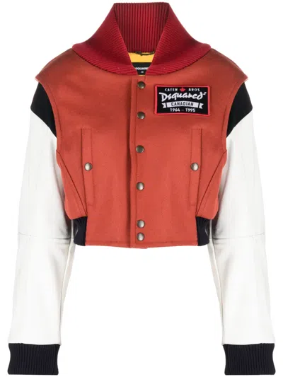 DSQUARED2 LOGO-PATCH PANELLED BOMBER JACKET