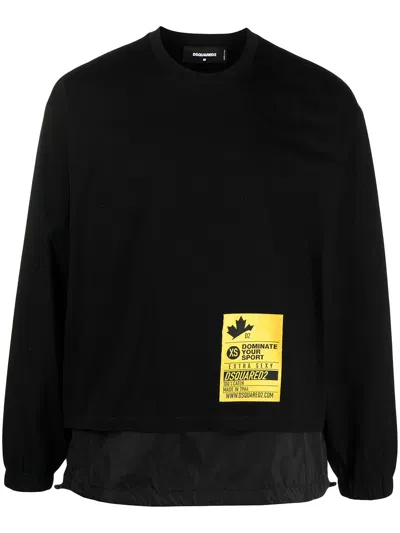 Dsquared2 Logo-patch Removable-panel Sweatshirt In Black
