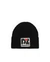 Dsquared2 Wool-blend Beanie With Patch In Black