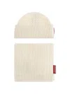 Dsquared2 Logo-patch Ribbed Beanie Hat Set In Neutral