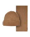 Dsquared2 Logo Patch Scarf-beanie Set In Brown